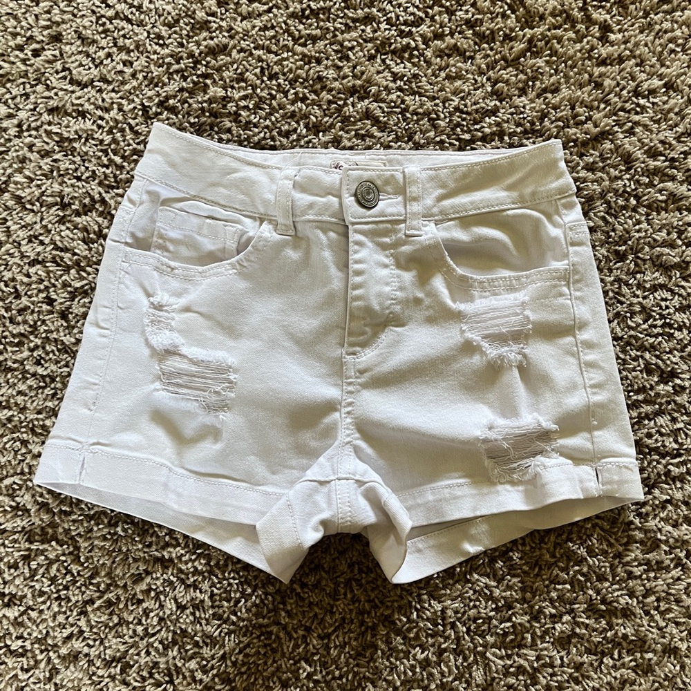 SO White Distressed Jean Shorts